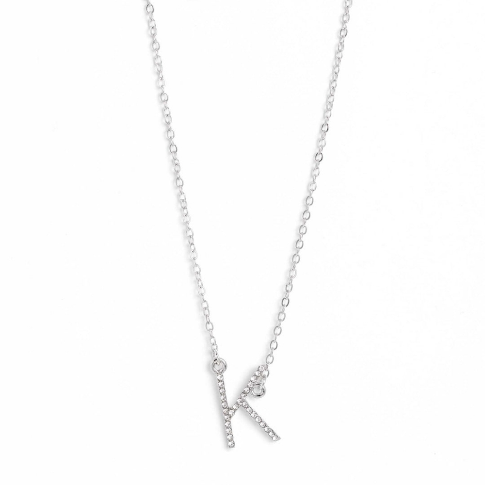 "INITIALLY YOURS" K - WHITE NECKLACE & EARRING SET